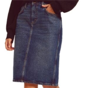 Lee Rider Denim Skirt Straight High Waist Women 14M Altered Fit 35x28 Mid Wash …